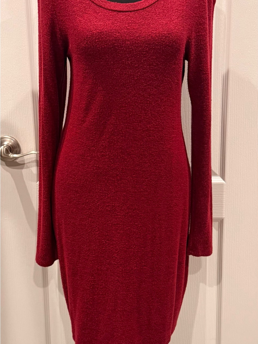 Heart Hips Red Long-Sleeve Knit Bodycon Dress